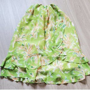 Tropical Ruffled Floral Pattered Skirt